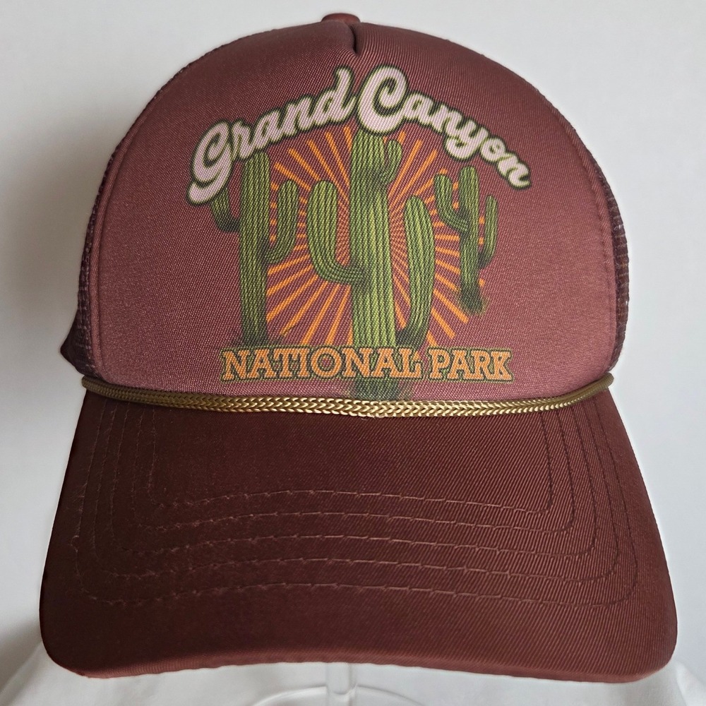 Grand Canyon National Park Trucker Hat Brown Cactus Retro Mesh Snapback‎ H3 Cap